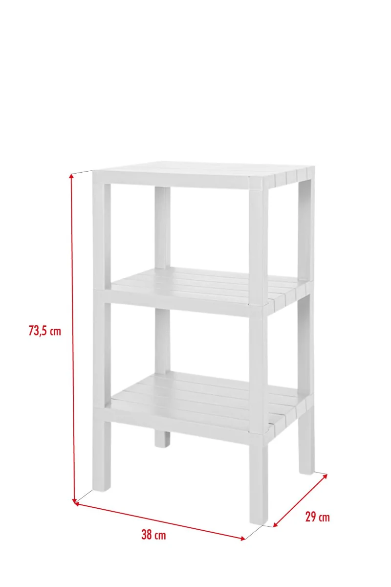 3 Katlı Beyaz Raf Kitaplık & Banyo Düzenleyicisi 73,5 cm