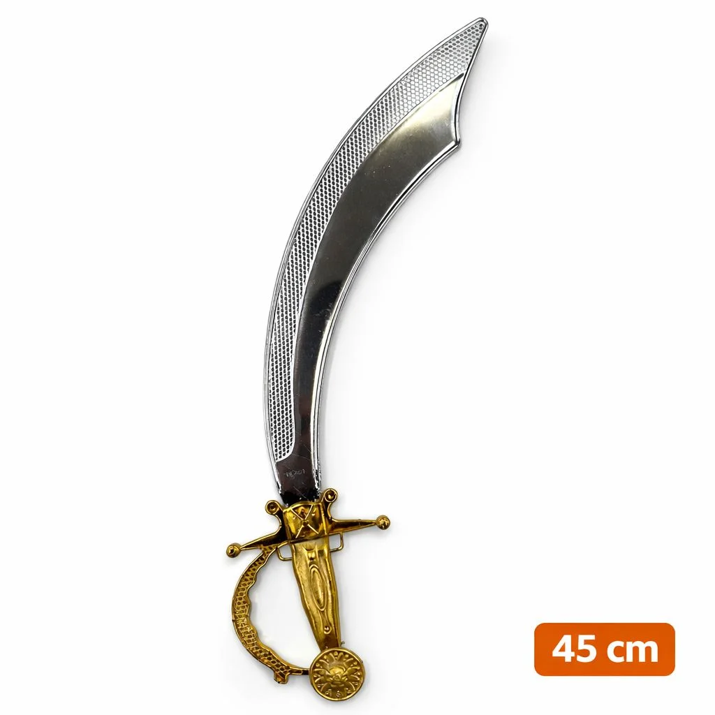 Parlak Metal Görünümlü Plastik Korsan Kılıcı 45 cm