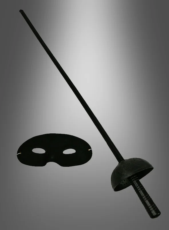 Zorro Kostüm Plastik Aksesuar Seti – Maske ve Kılıç (67 cm)