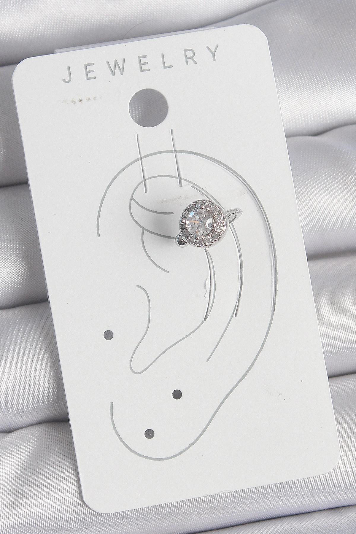 Pirinç Gümüş Renk Zirkon Taşlı Kadın Kıkırdak Model Küpe