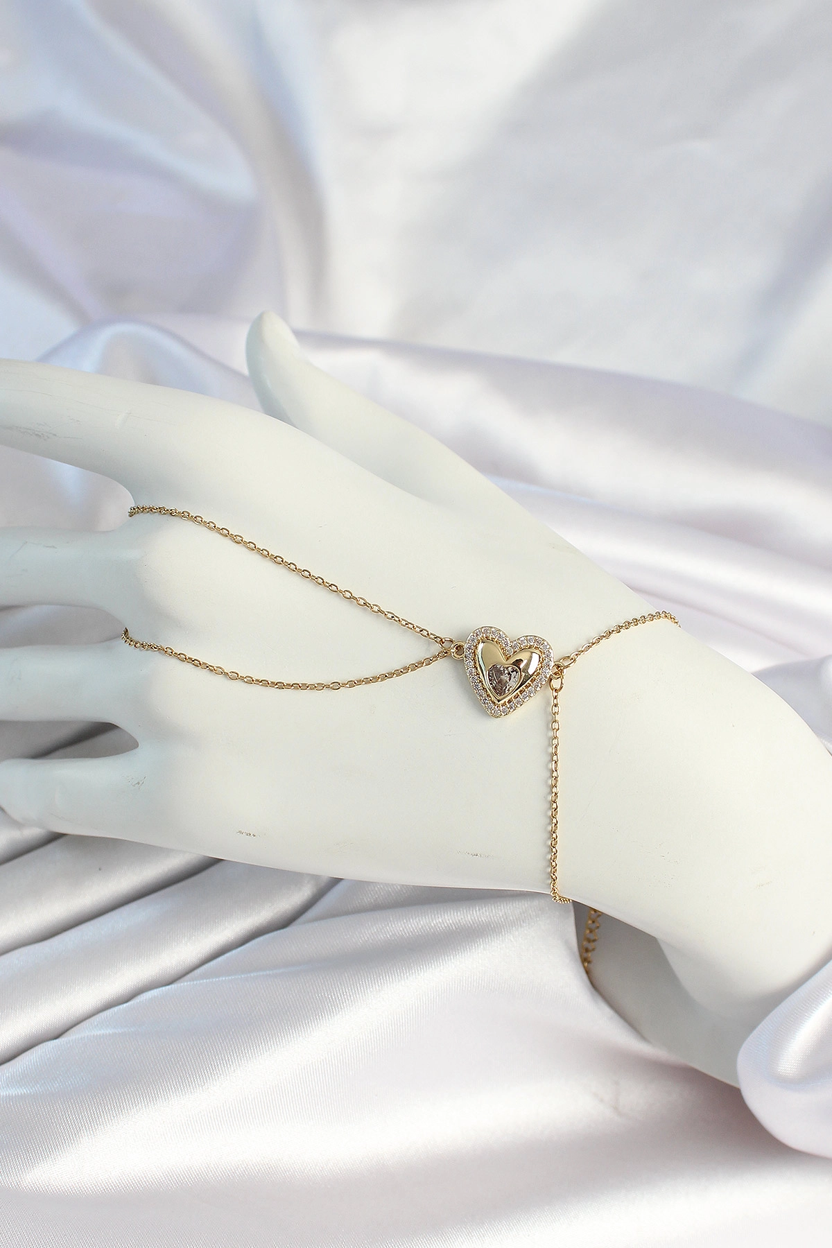 316L Çelik Zincirli Gold Renk Kalp Figürlü Şahmeran