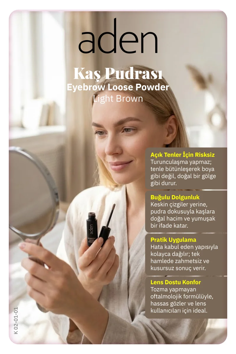 Aden Eyebrow Loose Powder - Kaş Pudrası 01 Light Brown(Açık Kahverengi)
