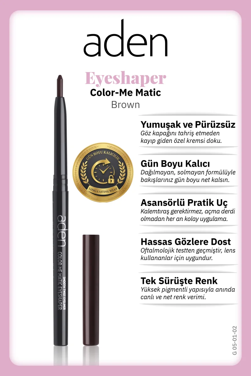 Aden Color-Me Matic Eyeshaper - Asansörlü Göz Kalemi 02 Brown(Kahverengi)
