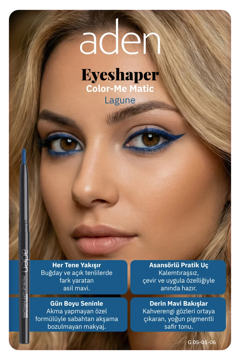 Aden Color-Me Matic Eyeshaper - Asansörlü Göz Kalemi 07 Lagune(Lacivert)