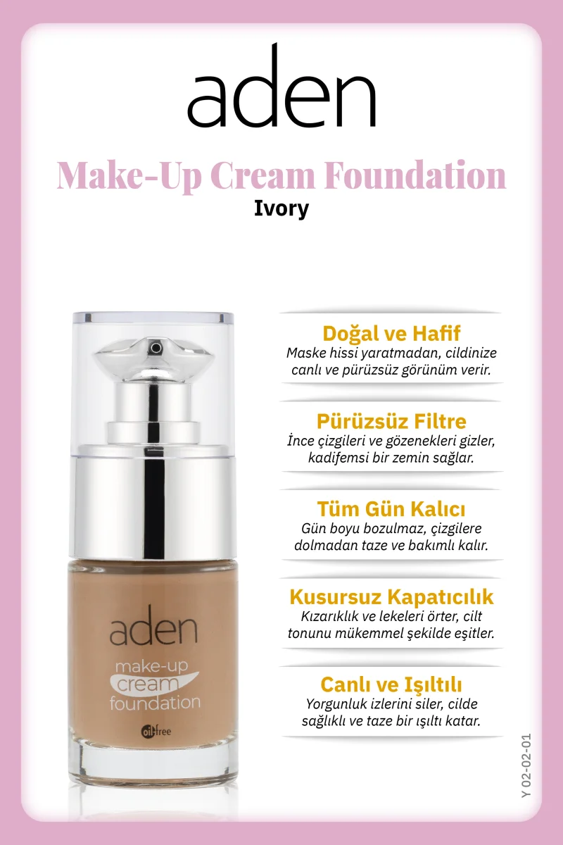 Aden Make-Up Cream Foundation Ivory(Fildişi)