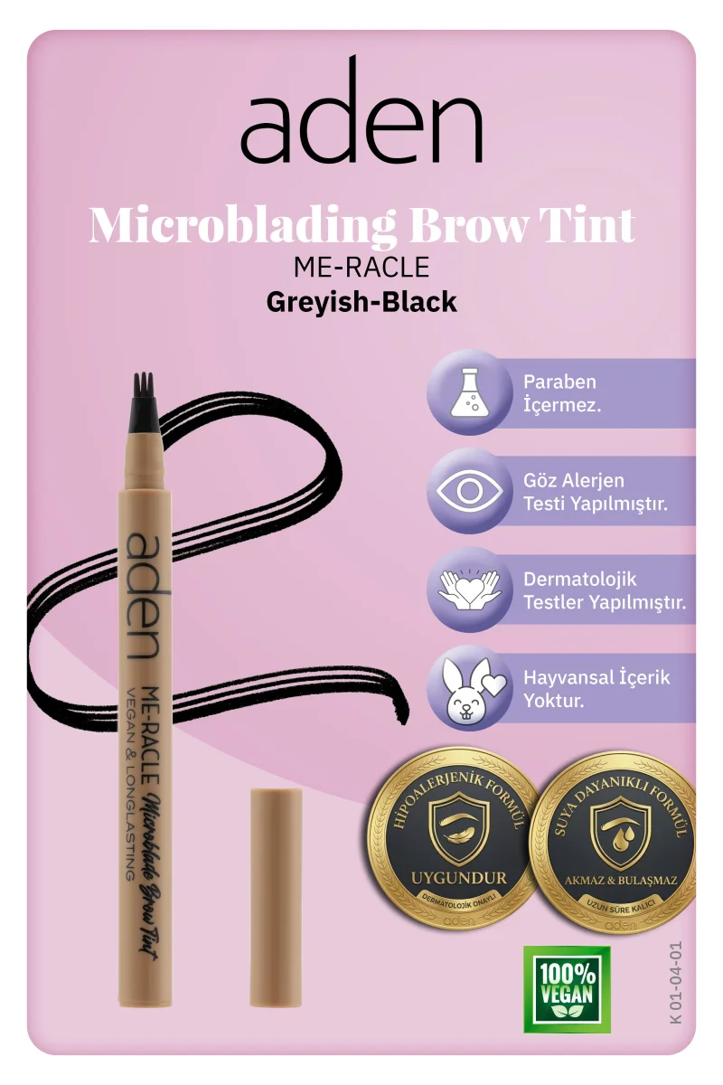 Aden Me-Racle Microblading Brow Tint - Microblading Kaş Tinti Greyish-Black(Grimsi Siyah)
