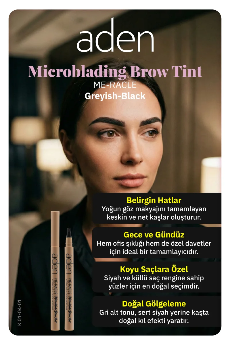 Aden Me-Racle Microblading Brow Tint - Microblading Kaş Tinti Greyish-Black(Grimsi Siyah)