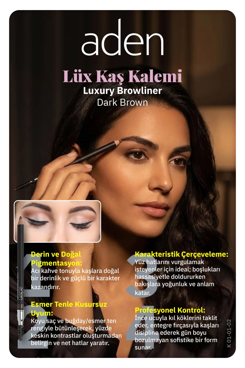 Aden Luxury Browliner - Kaş Kalemi 02 Dark Brown(Koyu Kahverengi)