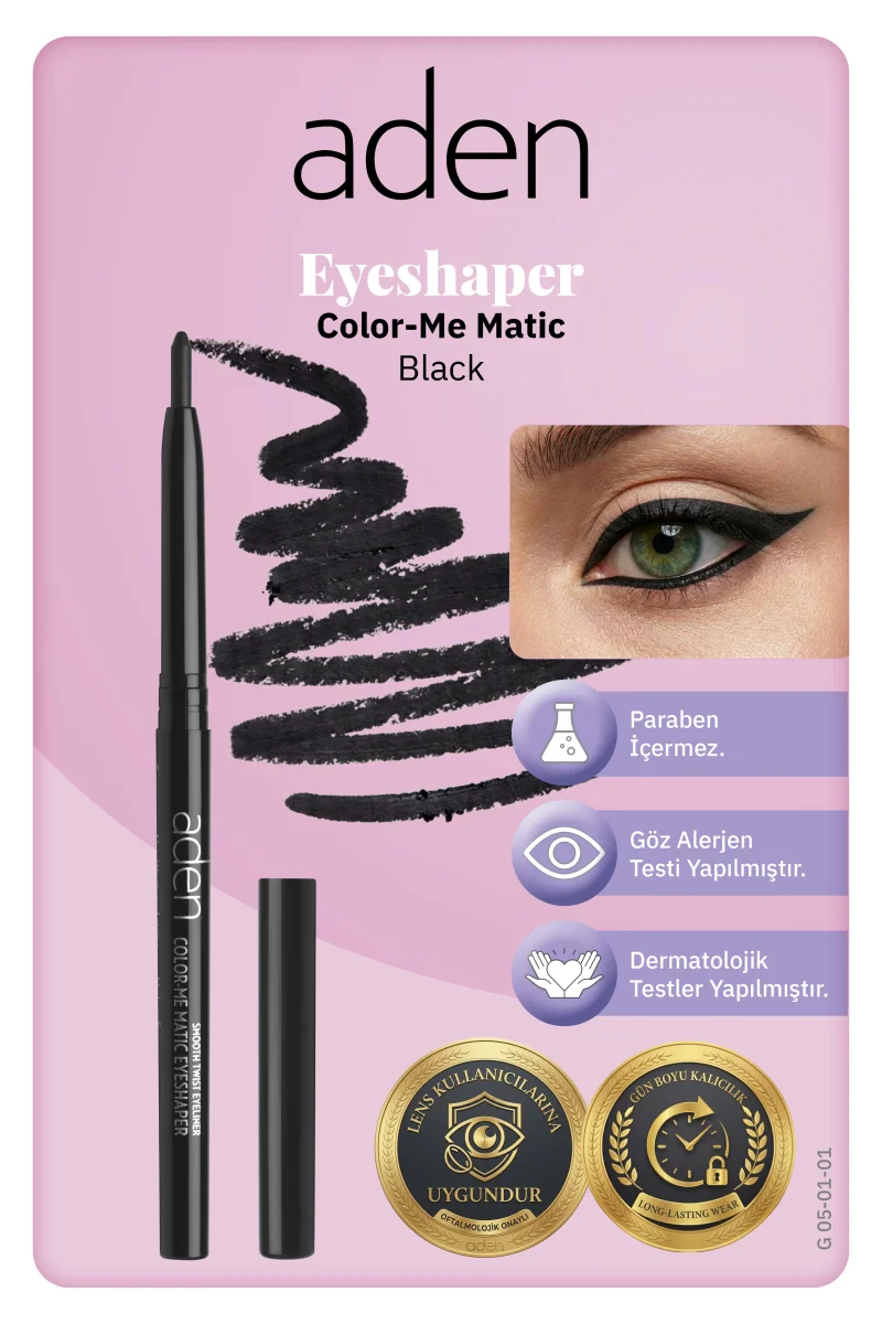 Aden Color-Me Matic Eyeshaper - Asansörlü Göz Kalemi 01 Black(Siyah)