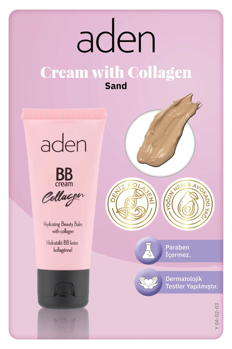 Aden BB Cream With Collagen - Kolajenli BB Krem 03 Sand(Kum)