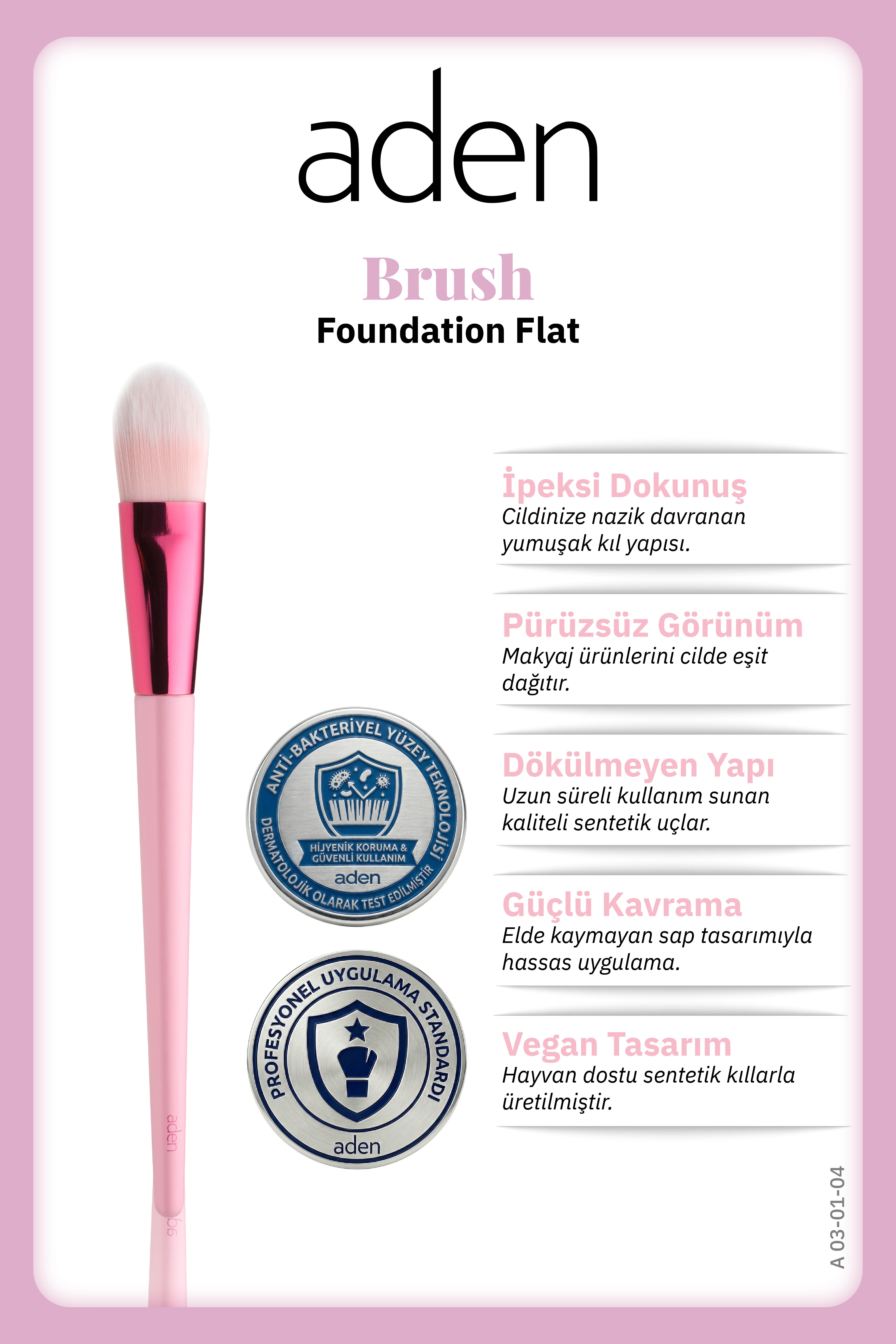 Aden Makyaj Fırçası - Foundation Brush Flat / Düz Fondöten Fırçası
