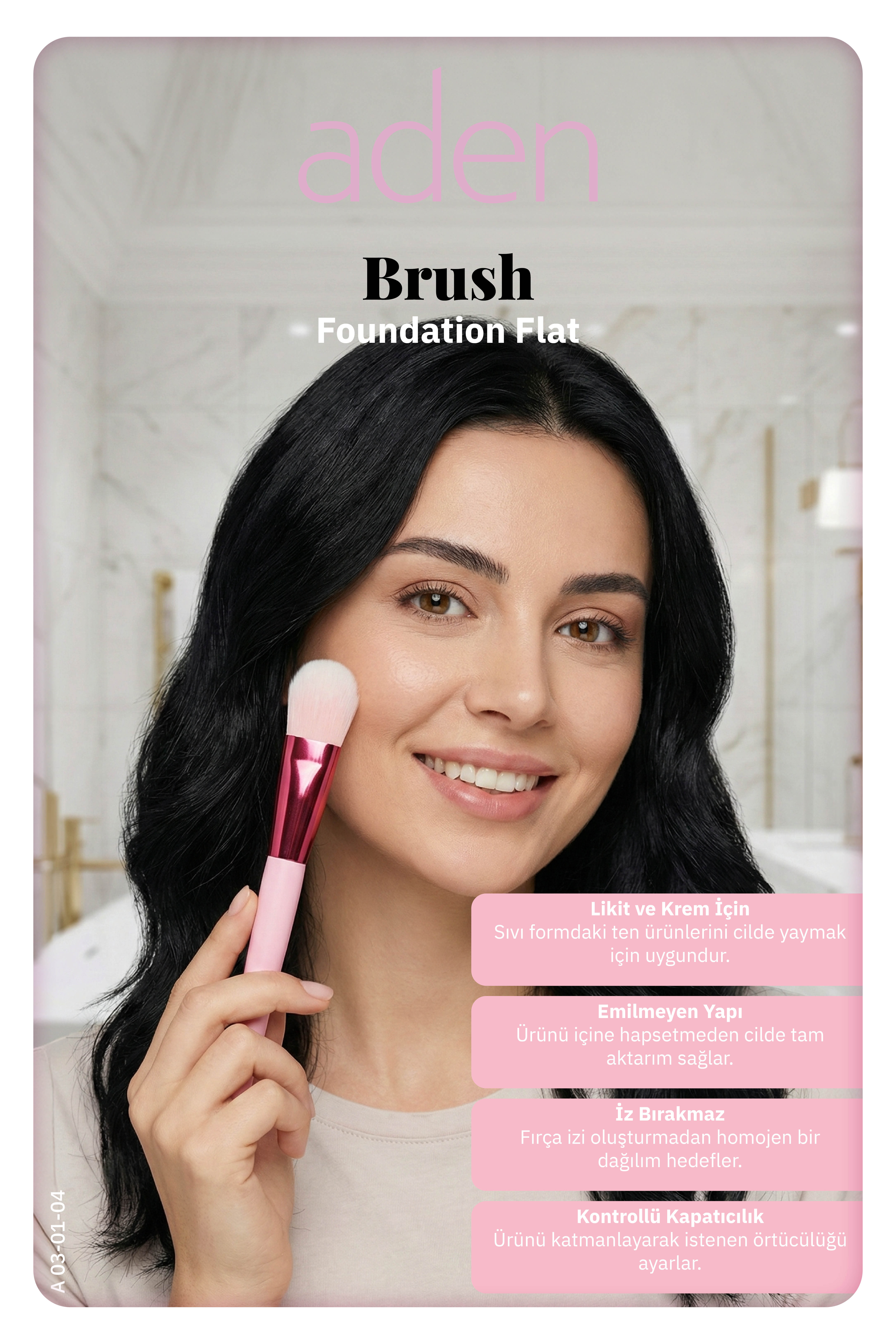 Aden Makyaj Fırçası - Foundation Brush Flat / Düz Fondöten Fırçası