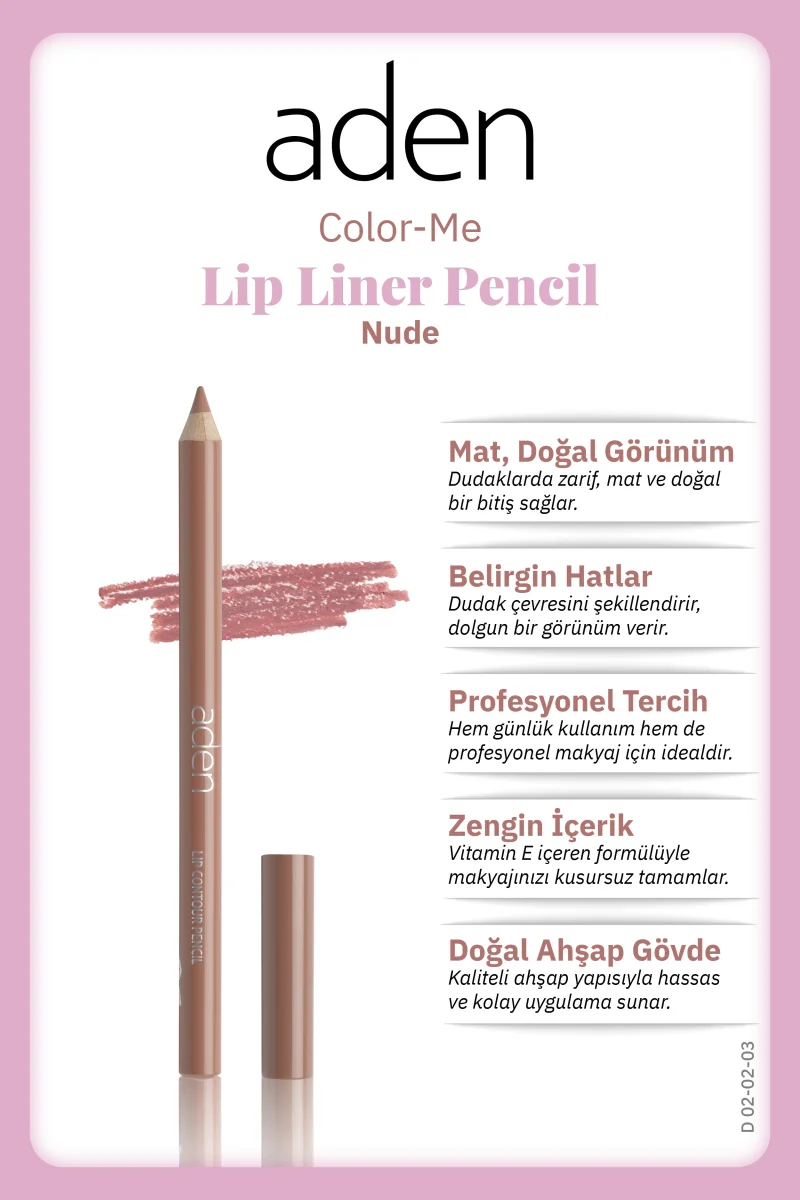Aden Color-Me Lip Contour Pencil - Dudak Kontür Kalemi 01 Nude(Ten)