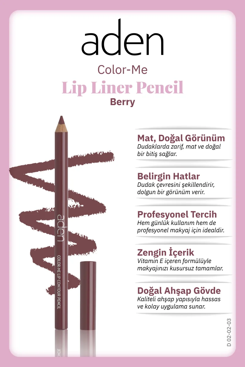 Aden Color-Me Lip Contour Pencil - Dudak Kontür Kalemi 03 Berry(Böğürtlen)