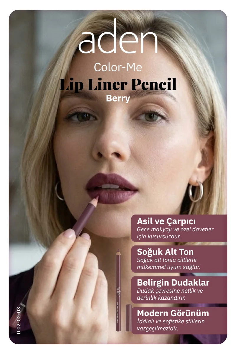 Aden Color-Me Lip Contour Pencil - Dudak Kontür Kalemi 03 Berry(Böğürtlen)