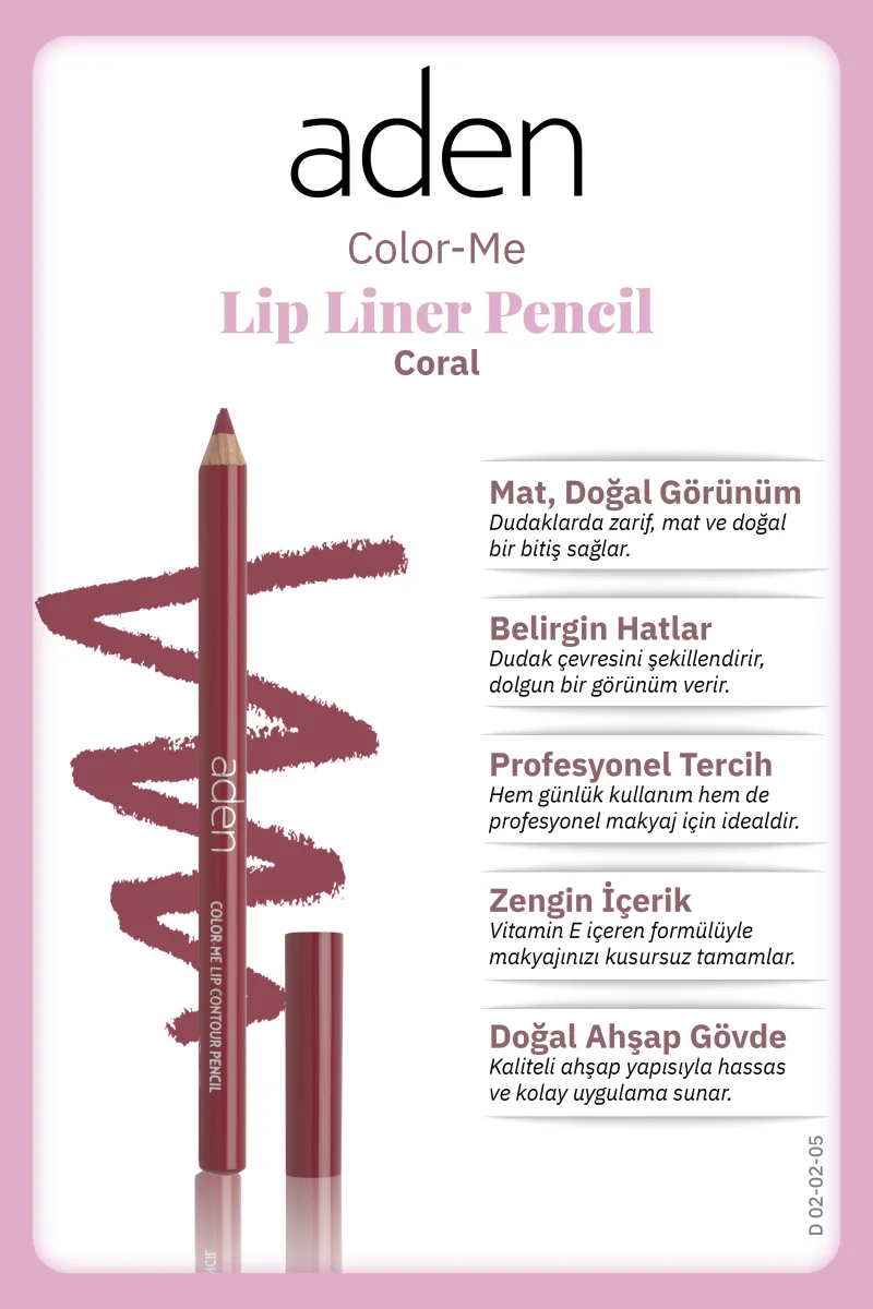 Aden Color-Me Lip Contour Pencil - Dudak Kontür Kalemi 05 Coral(Mercan)