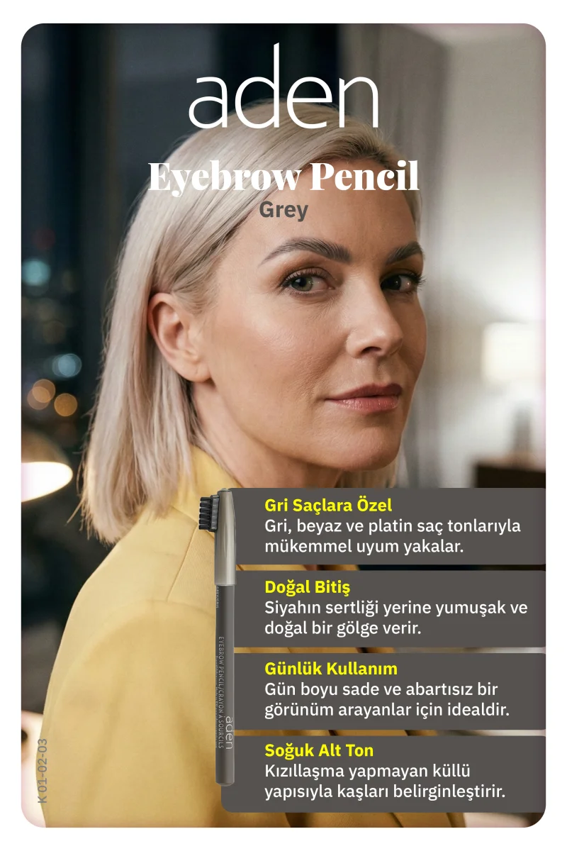 Aden Eyebrow Pencil - Kaş Kalemi 03 Grey(Gri)