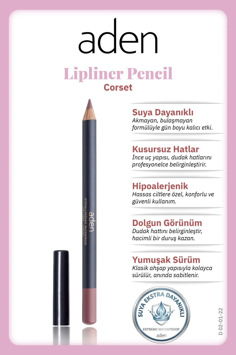 Aden Lipliner Pencil - Dudak Kalemi 22 Corset(Gül Beji)