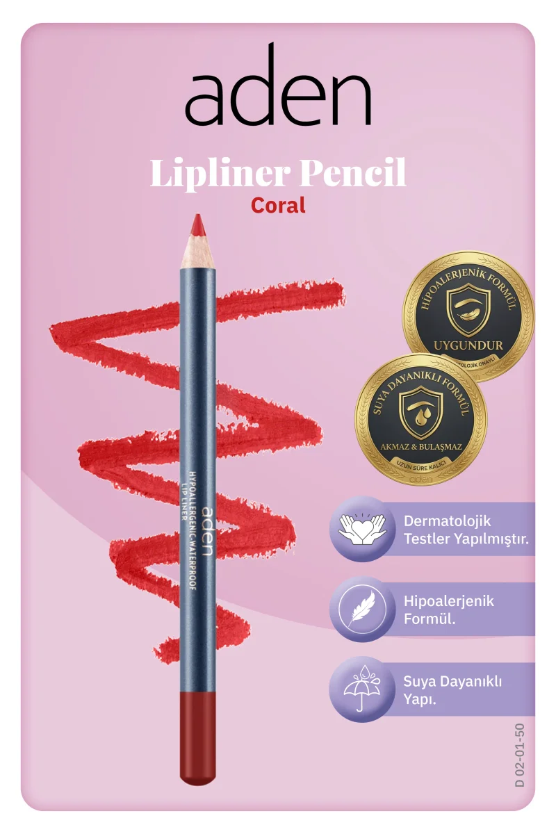 Aden Lipliner Pencil - Dudak Kalemi 50 Coral(Mercan)