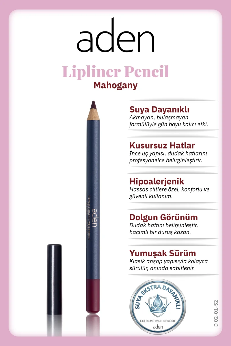 Aden Lipliner Pencil - Dudak Kalemi 52 Mahogany(Kızıl Kahve)