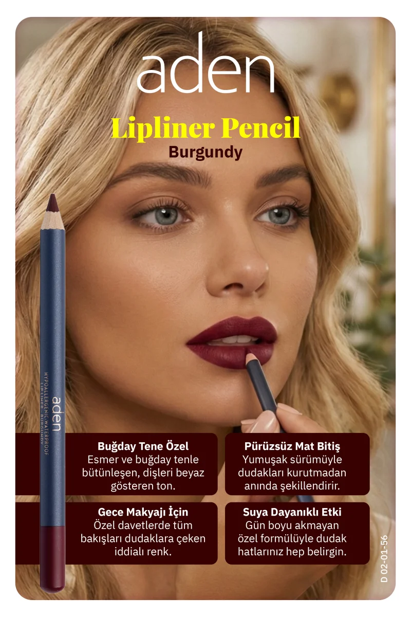Aden Lipliner Pencil - Dudak Kalemi 56 Burgundy(Bordo)