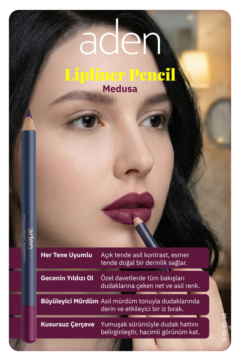 Aden Lipliner Pencil - Dudak Kalemi 58 Medusa(Mürdüm)