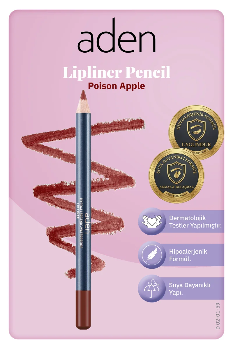 Aden Lipliner Pencil - Dudak Kalemi 59 Poison Apple(Kiremit Kırmızısı)