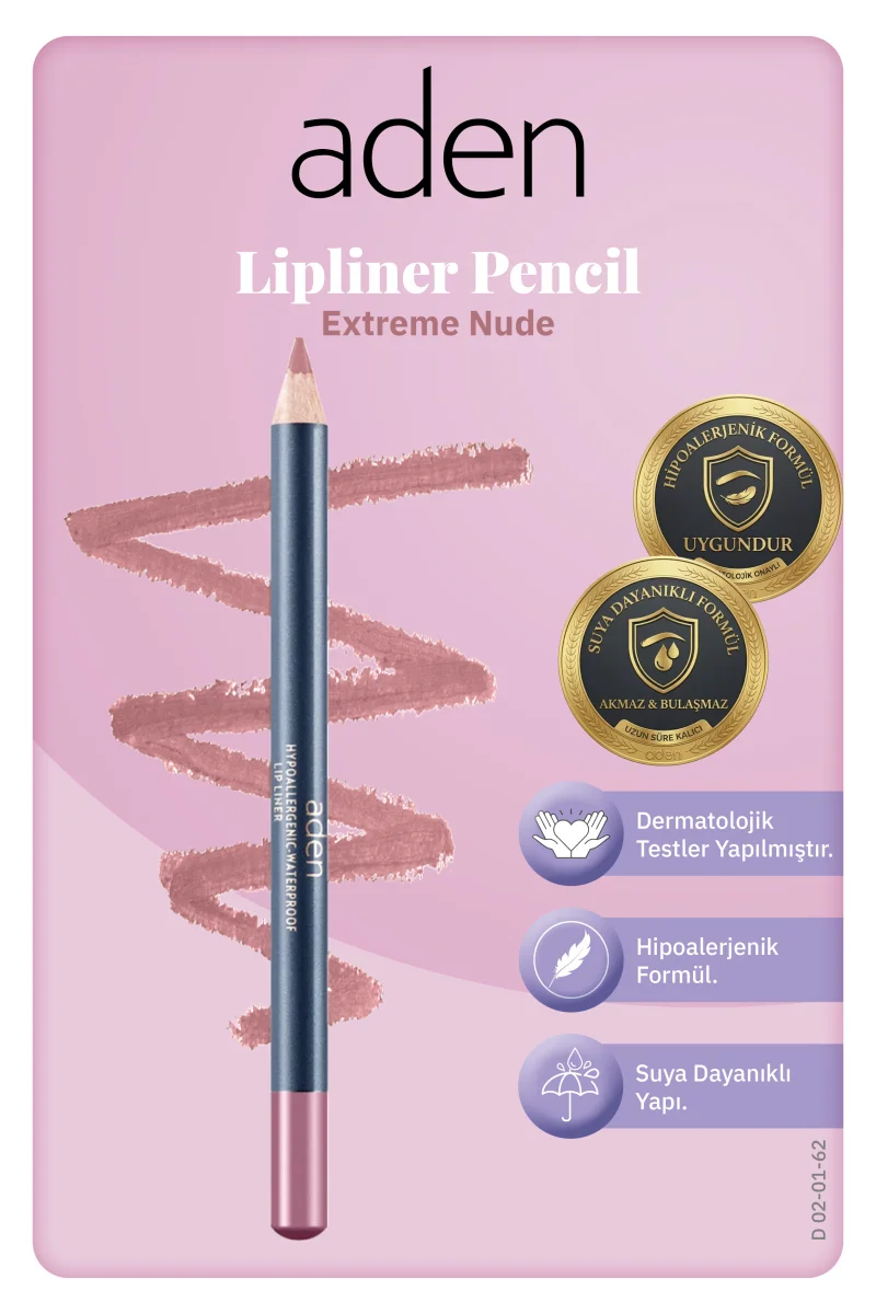 Aden Lipliner Pencil - Dudak Kalemi 62 Extreme Nude(Doğal Bej)