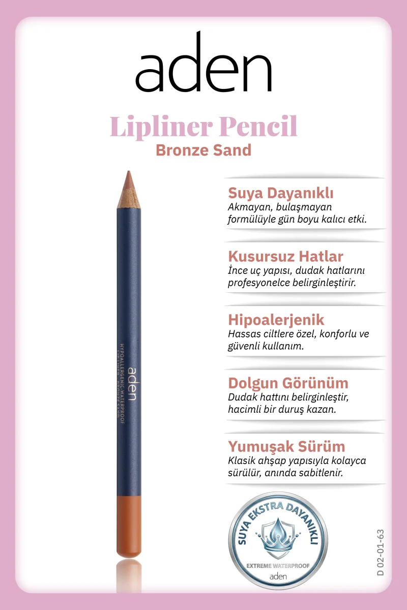 Aden Lipliner Pencil - Dudak Kalemi 63 Bronze Sand(Bronz Kum)