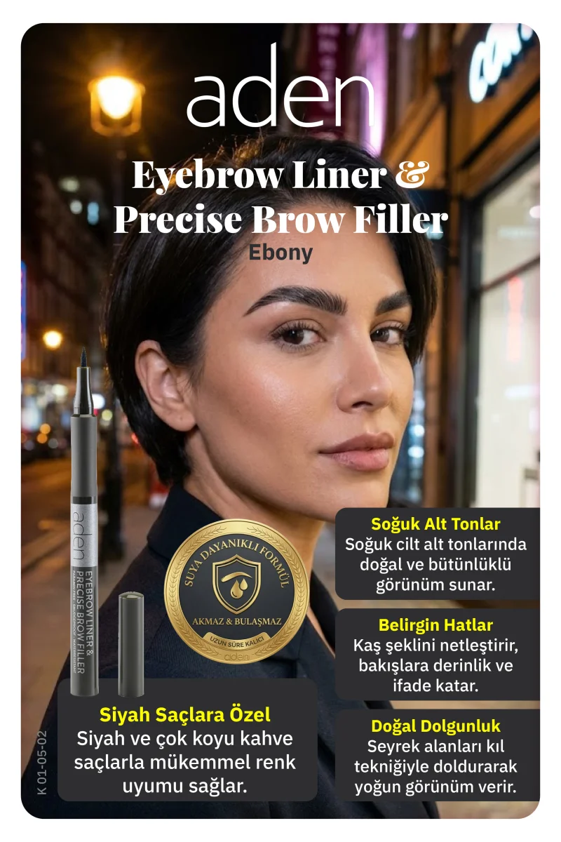 Aden Precise Brow Filler - Hassas Kaş Dolgu Kalemi 02 Ebony(Yoğun Kahve)