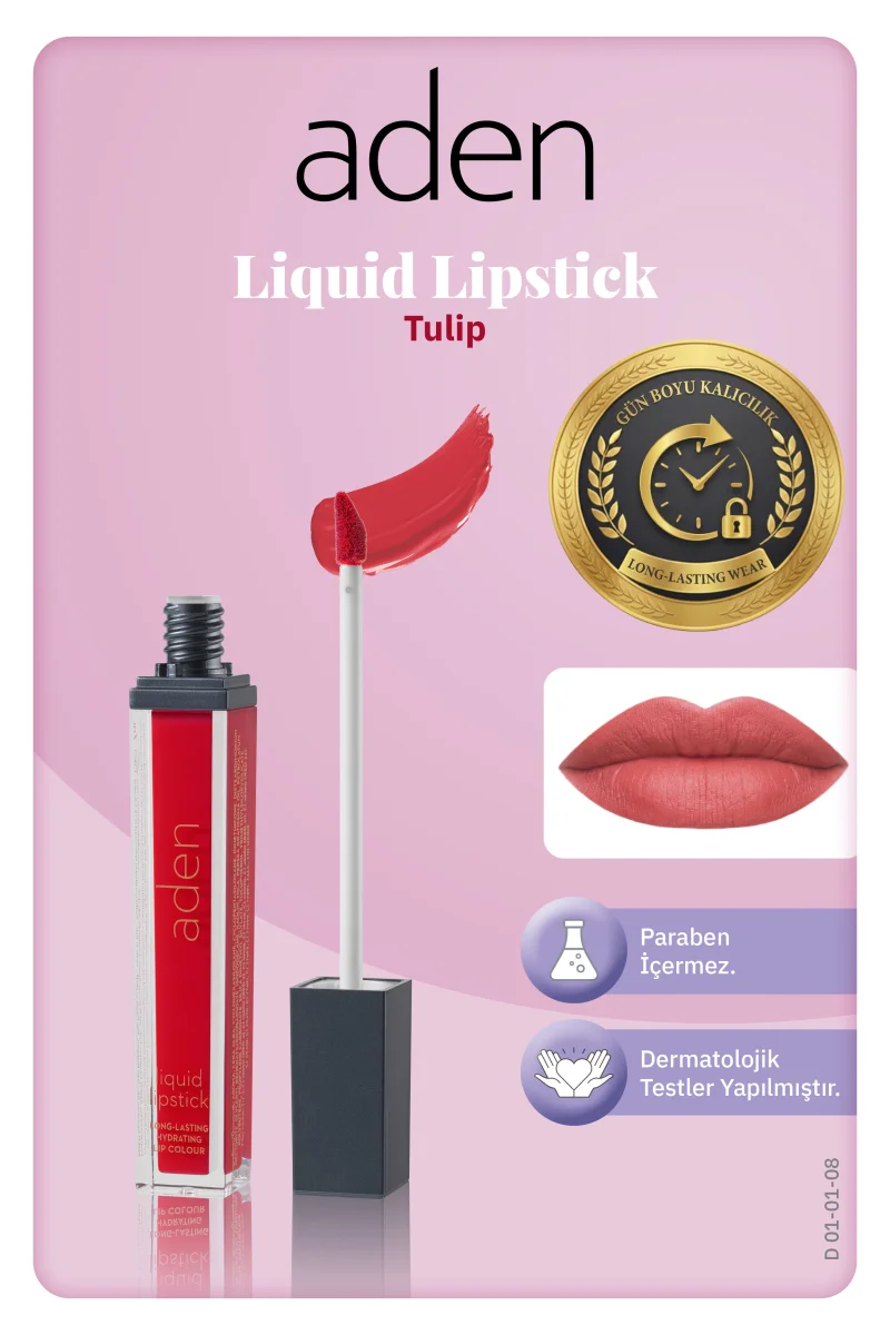 Aden Liquid Lipstick - Likit Ruj 08 Tulip(Lale Kızılı)