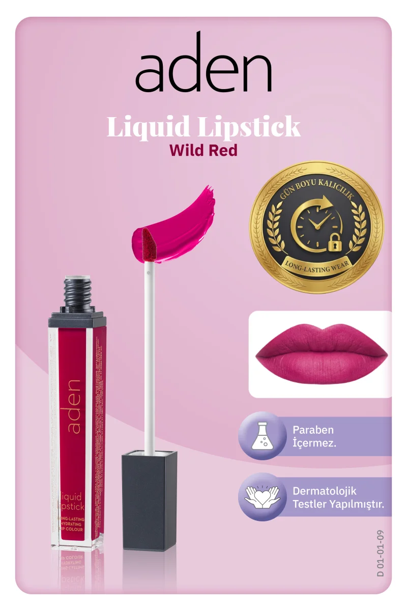 Aden Liquid Lipstick - Likit Ruj 09 Wild Red(Yaban Kırmızı)