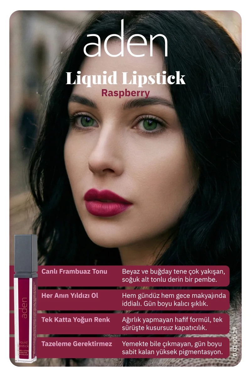 Aden Liquid Lipstick - Likit Ruj 19 Raspberry(Ahududu)
