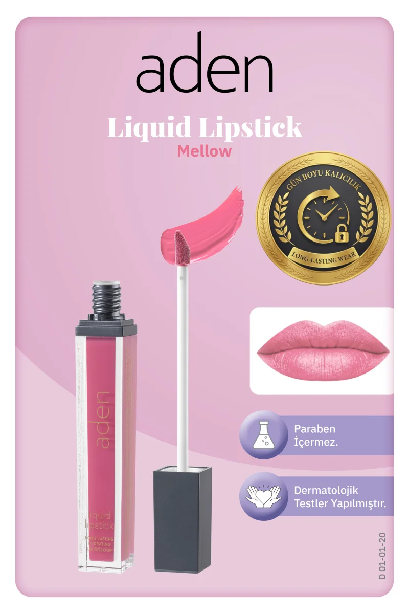Aden Liquid Lipstick - Likit Ruj 20 Mellow(Şeker Pembe)