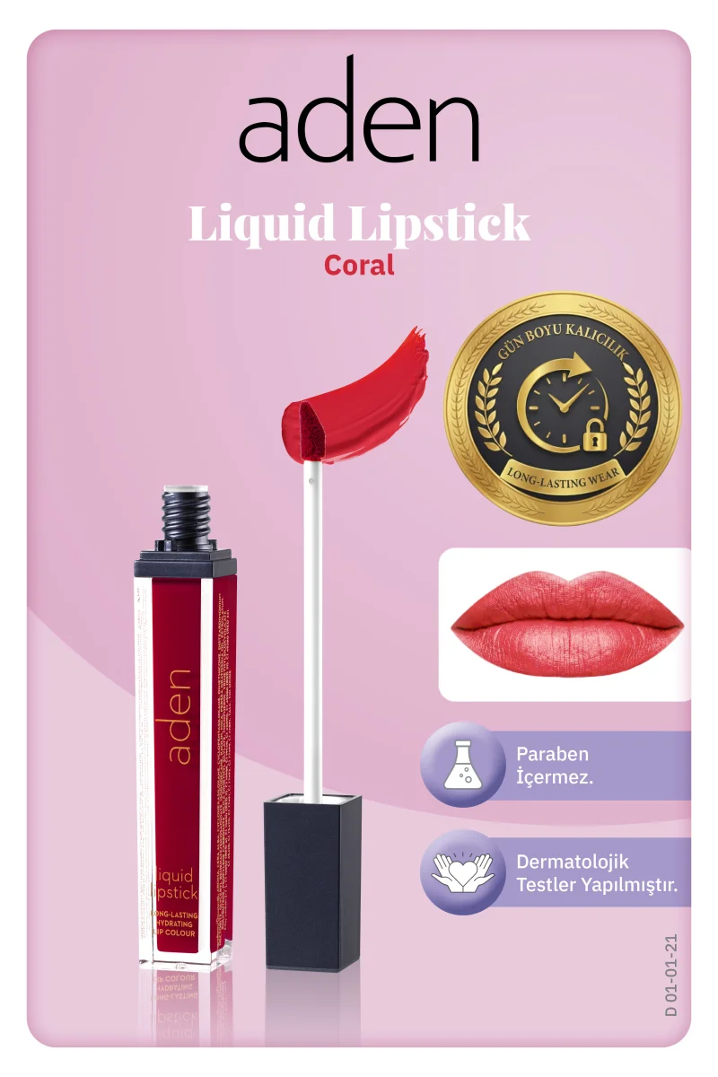 Aden Liquid Lipstick - Likit Ruj 21 Coral(Mercan)