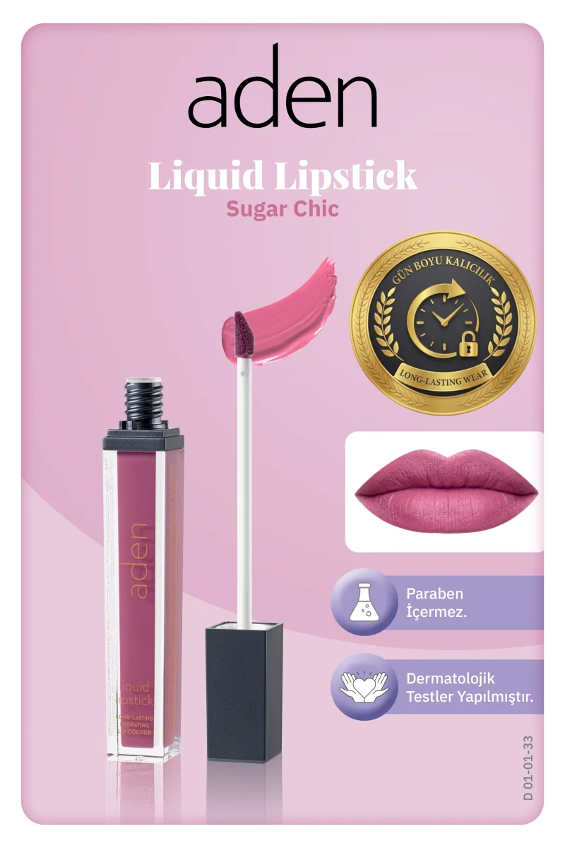Aden Liquid Lipstick - Likit Ruj 33 Sugar Chic(Şık Şeker)