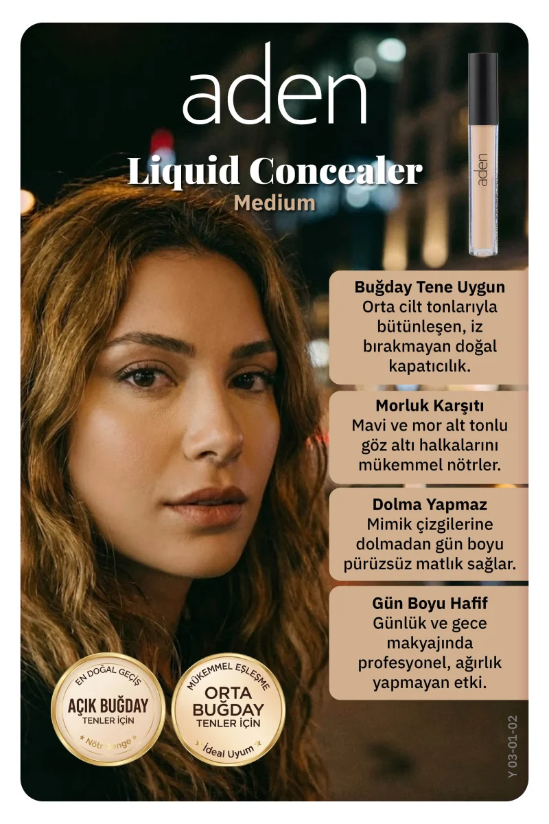 Aden Liquid Concealer - 02 Medium(Orta)