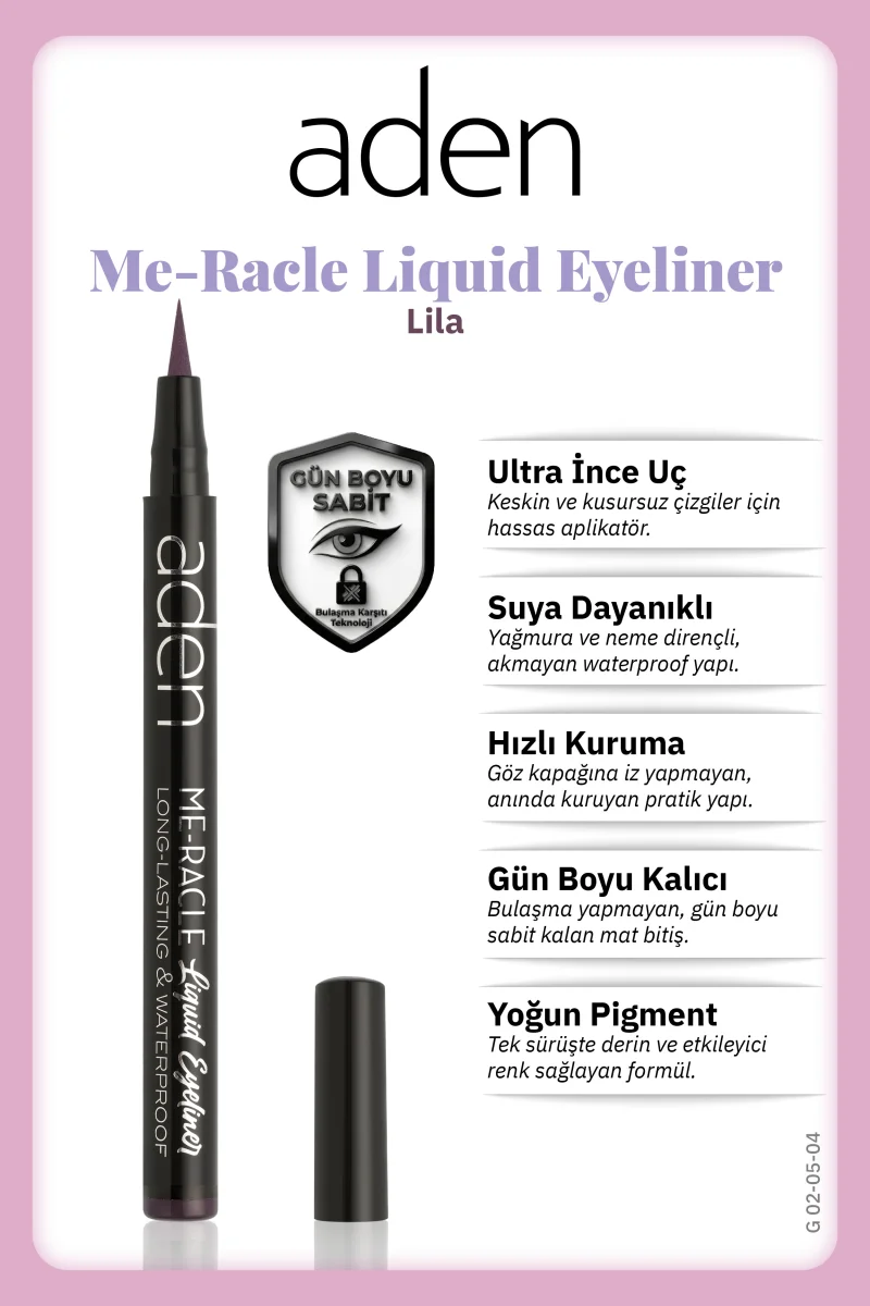 Aden ME-RACLE Liquid Eyeliner - Likit Eyeliner 04 Lila(Lila)