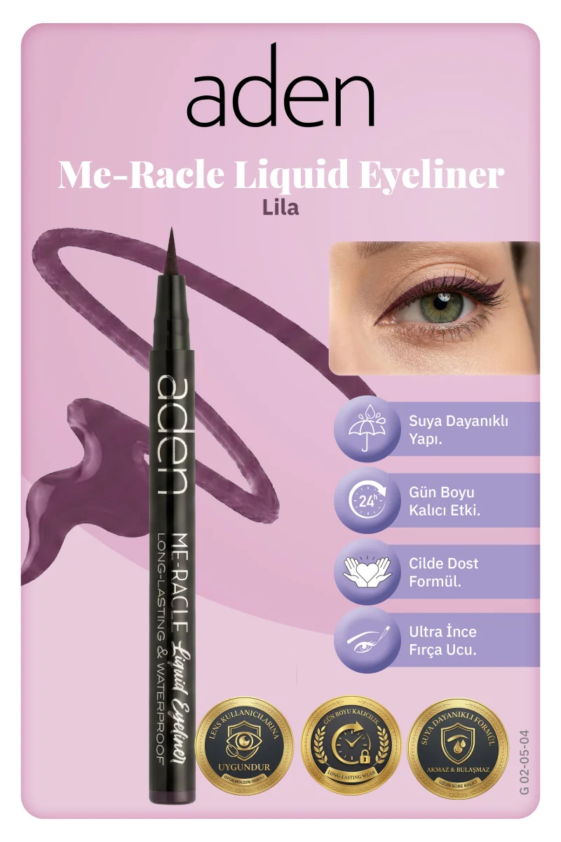Aden ME-RACLE Liquid Eyeliner - Likit Eyeliner 04 Lila(Lila)