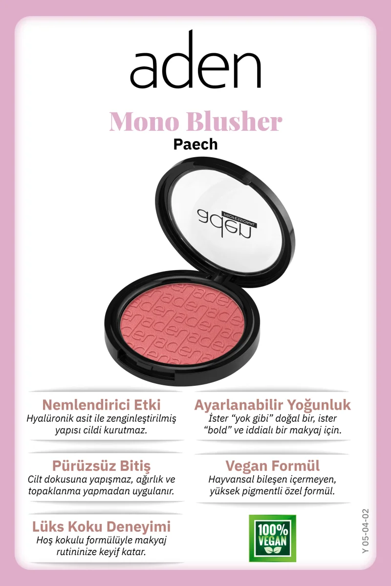 Aden Mono Blusher - Tekli Allık 02 Peach(Şeftali)