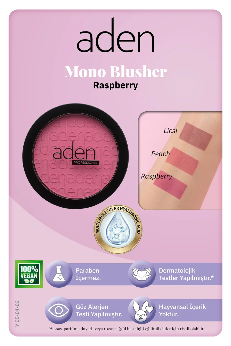 Aden Mono Blusher - Tekli Allık 03 Raspberry(Ahududu)