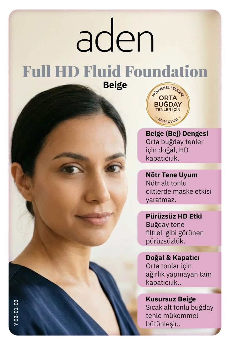 Aden Full Hd Likit Fondöten 20 Ml - 03 Beige(Bej)