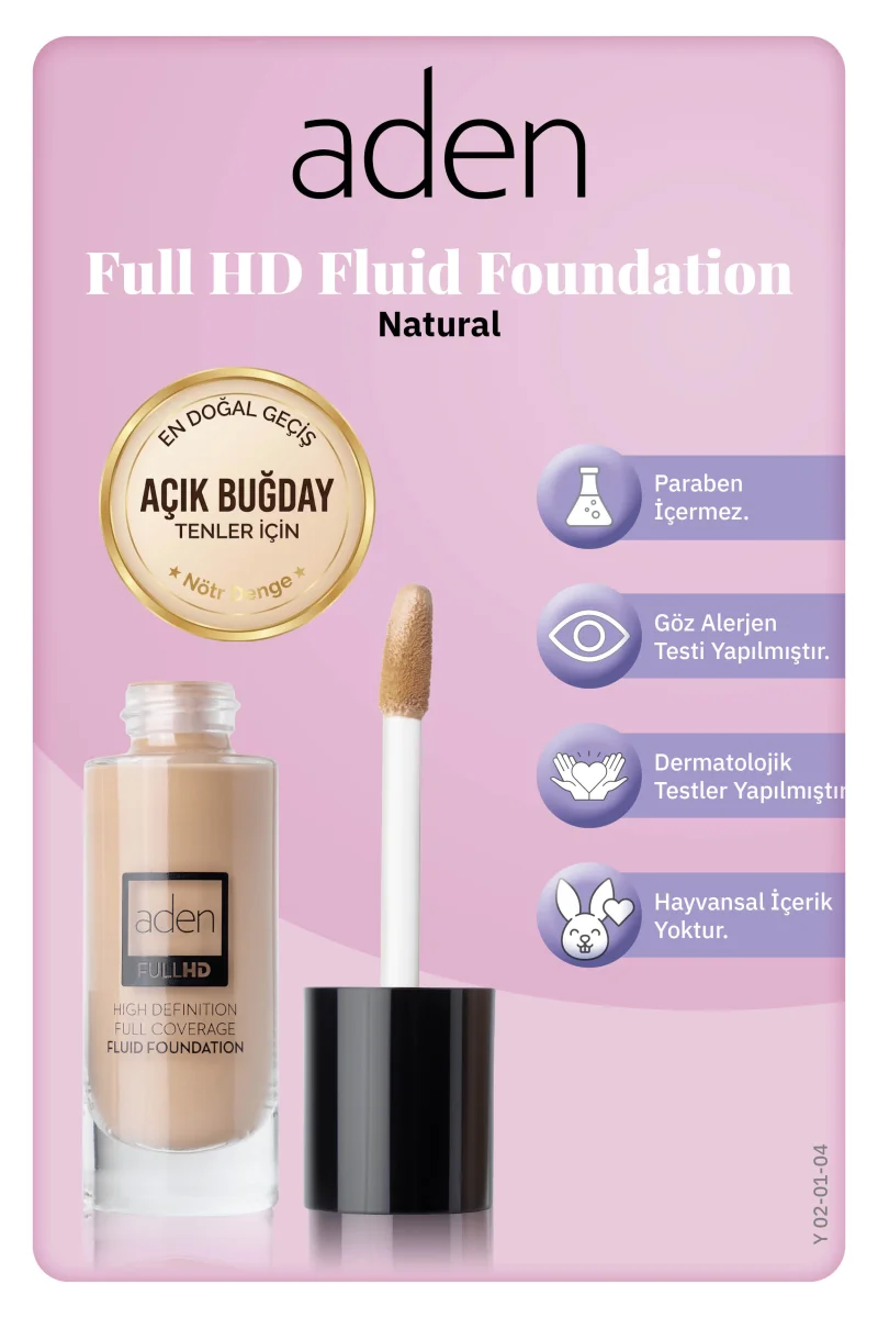 Aden Full Hd Likit Fondöten 20 Ml - 04 Natural(Doğal)