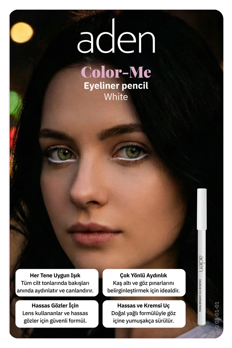 Aden Color-Me Eye Contour Pencil - Göz Kontür Kalemi White(Beyaz)