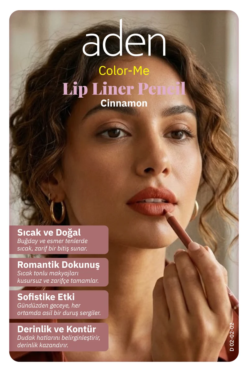 Aden Color-Me Lip Contour Pencil - Dudak Kontür Kalemi 02 Cinnamon(Tarçın)