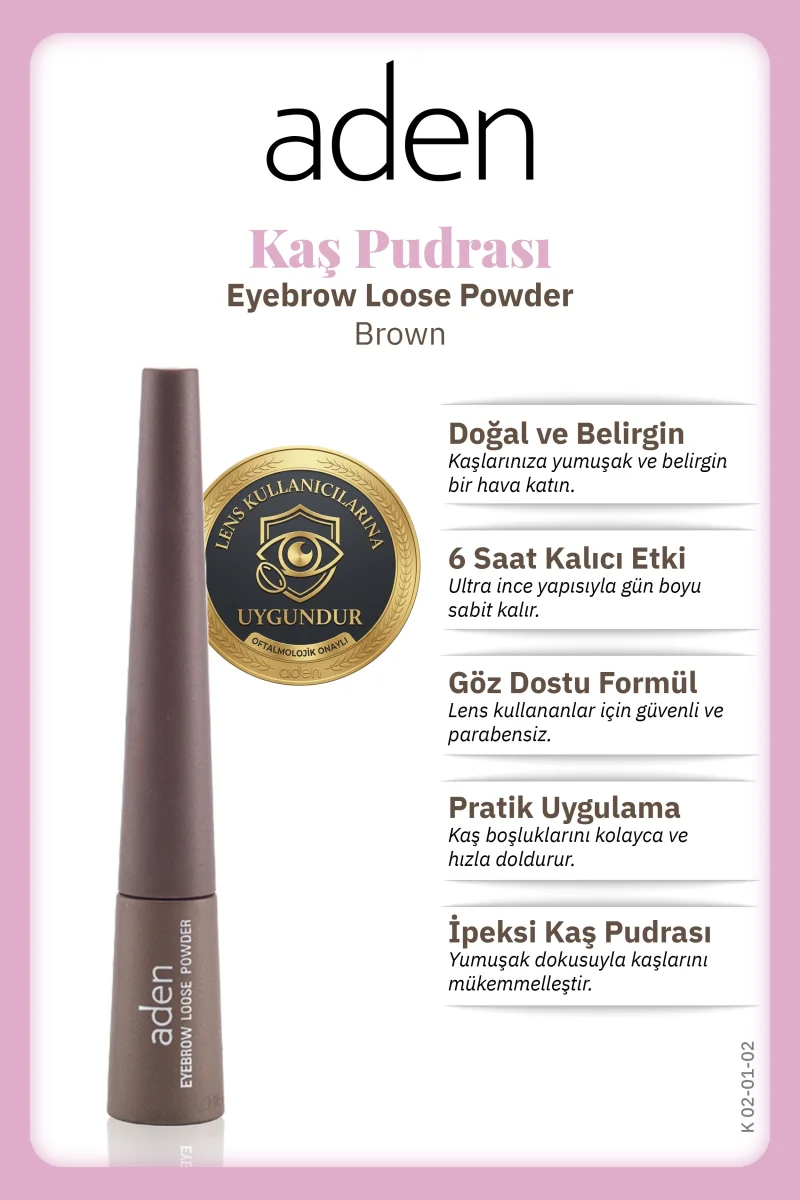 Aden Eyebrow Loose Powder - Kaş Pudrası 02 Brown(Kahverengi)