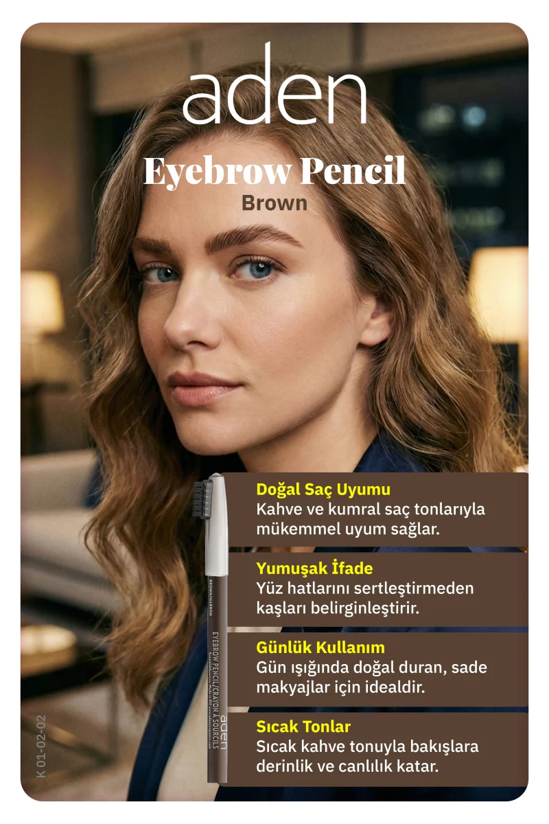 Aden Eyebrow Pencil - Kaş Kalemi 02 Brown(Kahverengi)