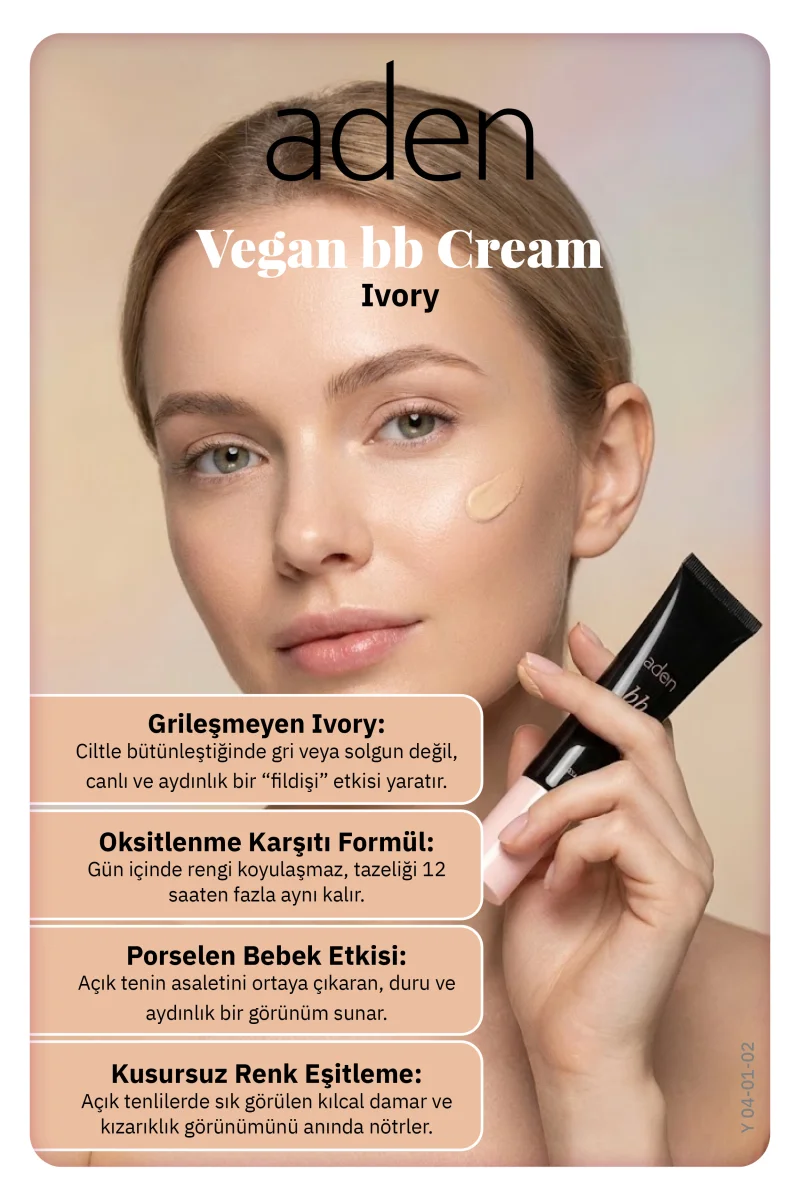 Aden BB Cream Vegan - Vegan BB Krem 02 Ivory(Fildişi)