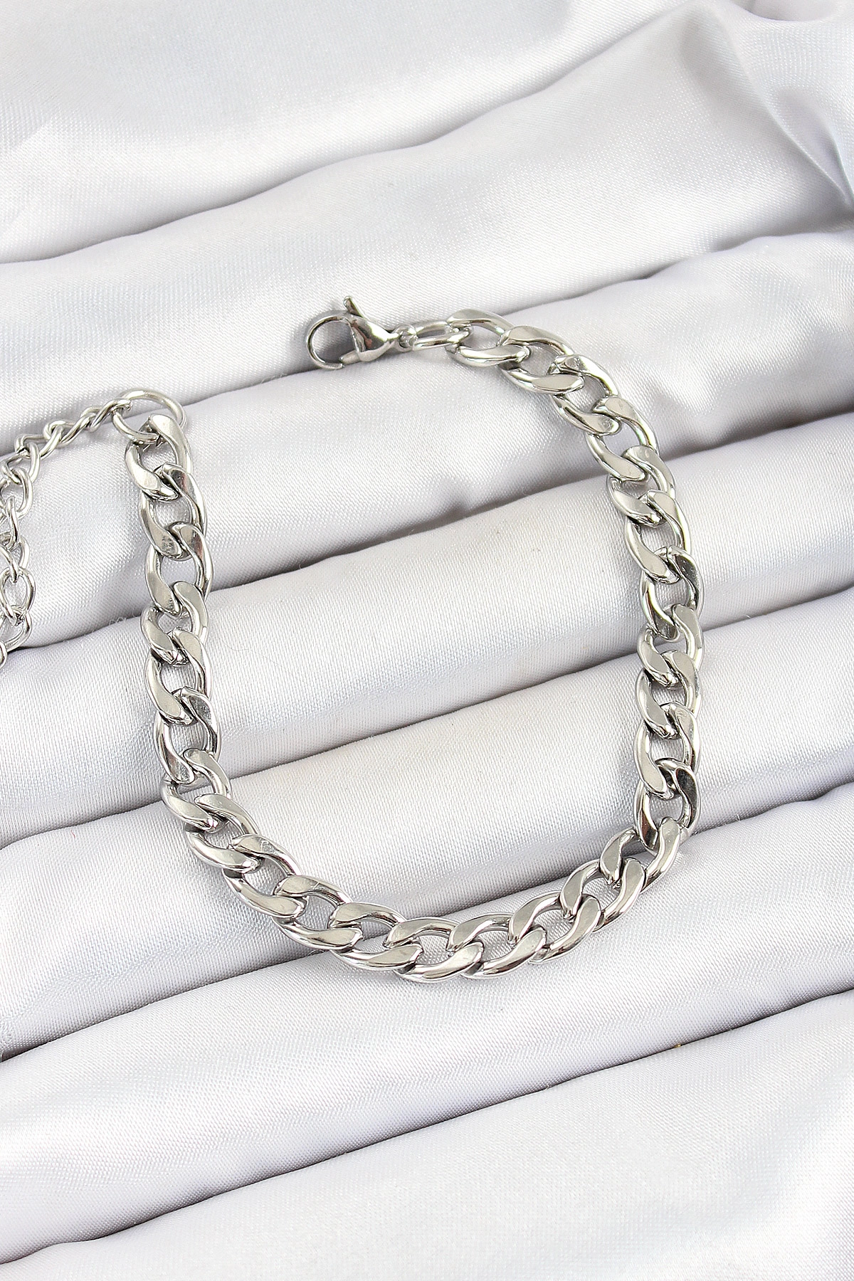 316L Çelik Gümüş Renk Kalın Zincir Erkek Bileklik