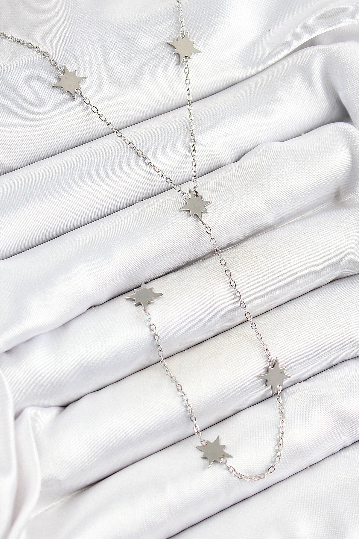 316L Çelik Kutup Yıldızı Figürlü Y Model Gümüş Renk Kadın Kolye